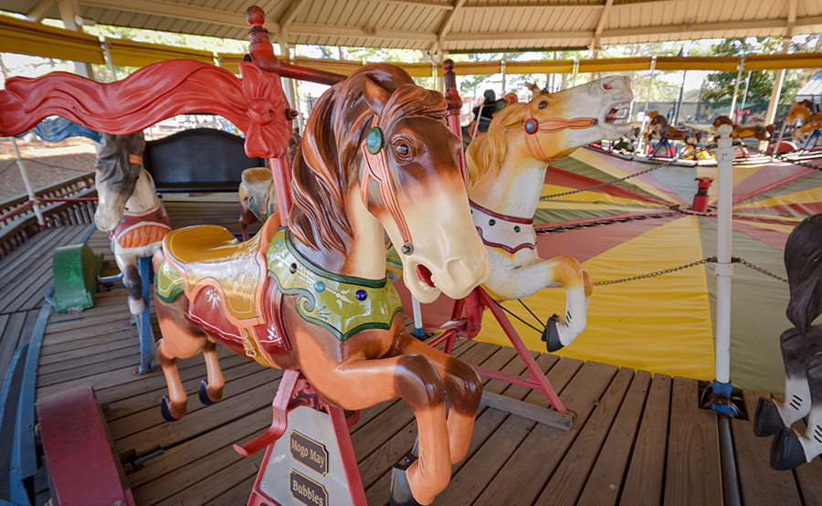 Kids riding carousel